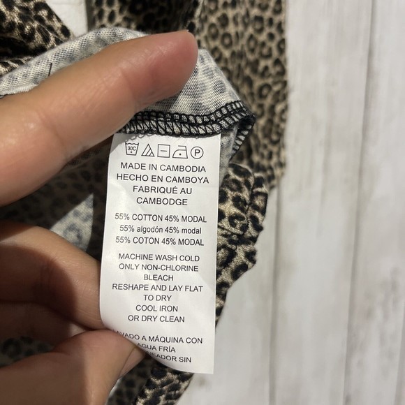 Michael Kors Persian Leopard Print Knit Jersey Peasant Top Women's Size L - Picture 5 of 7